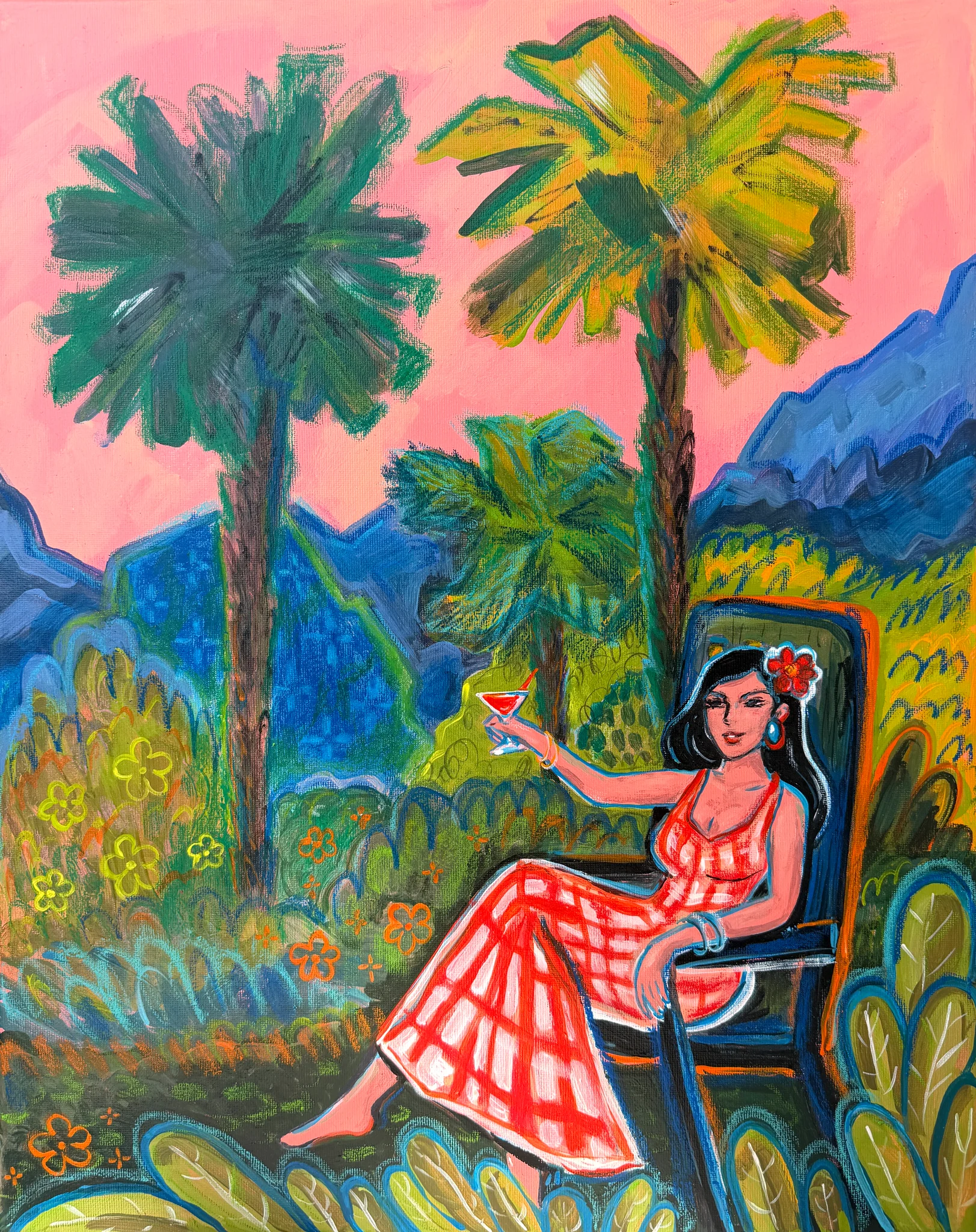 Under the palm trees