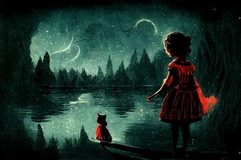 Shadow and Diana at the Midnight Lake