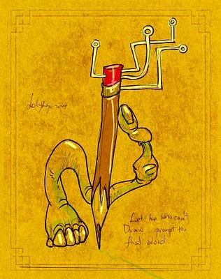 let he who can draw, prompt the first word