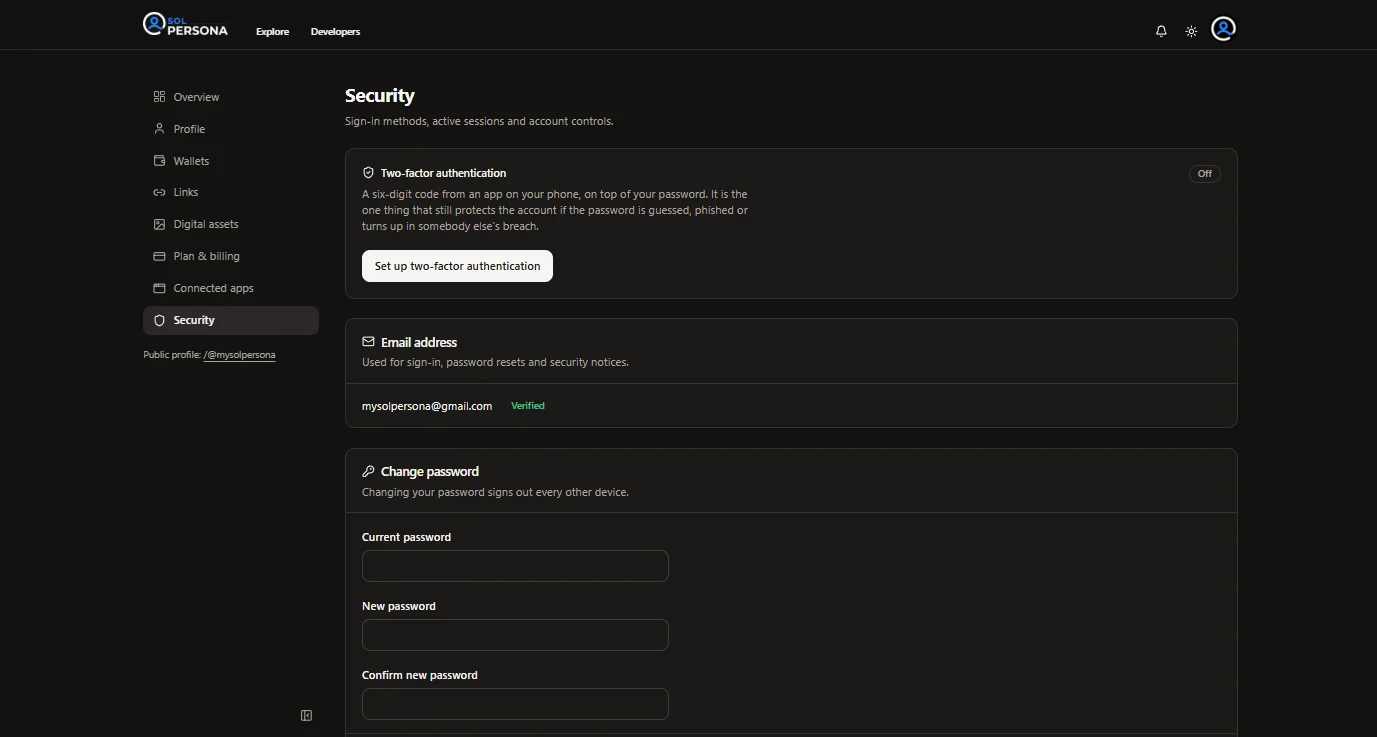 Turn on two-factor authentication — screenshot