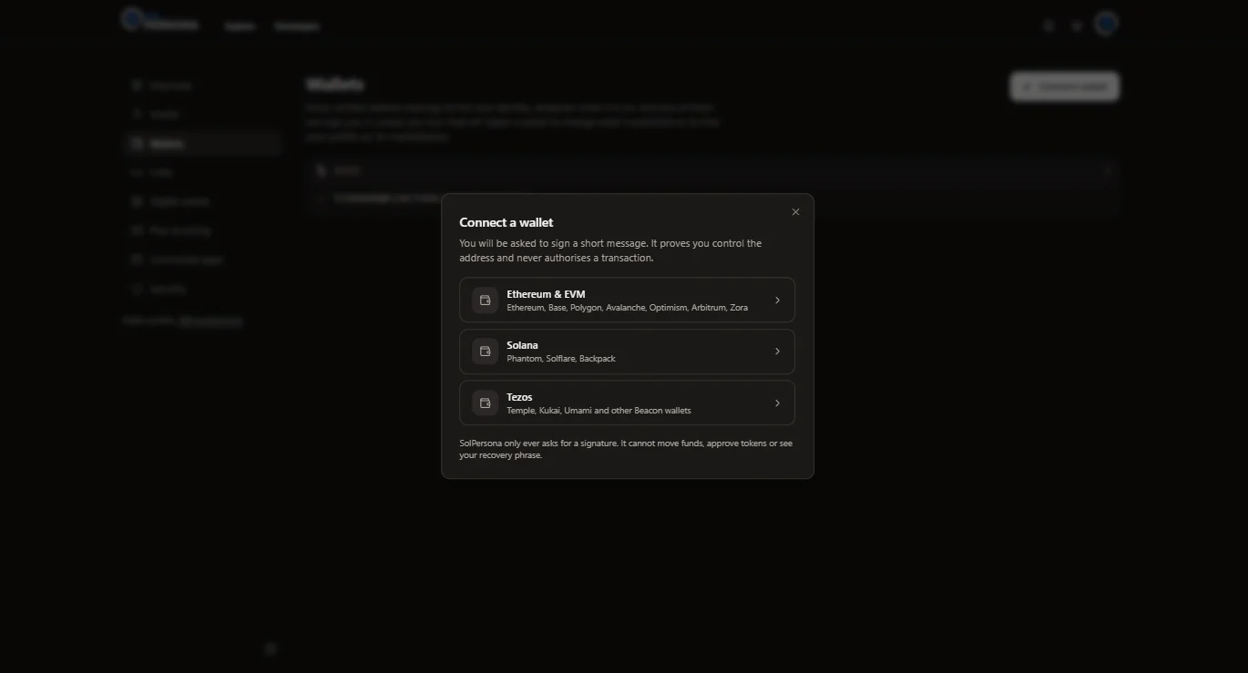Connect a wallet — screenshot