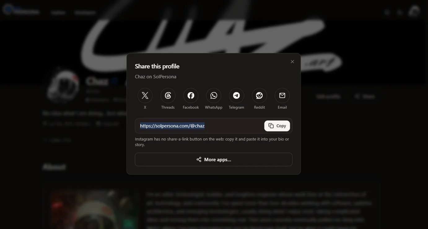 Share your profile — screenshot